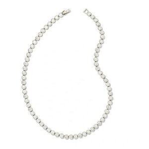 Kendra Scott Carmen Bright Silver Tennis Necklace White Crystal NWT